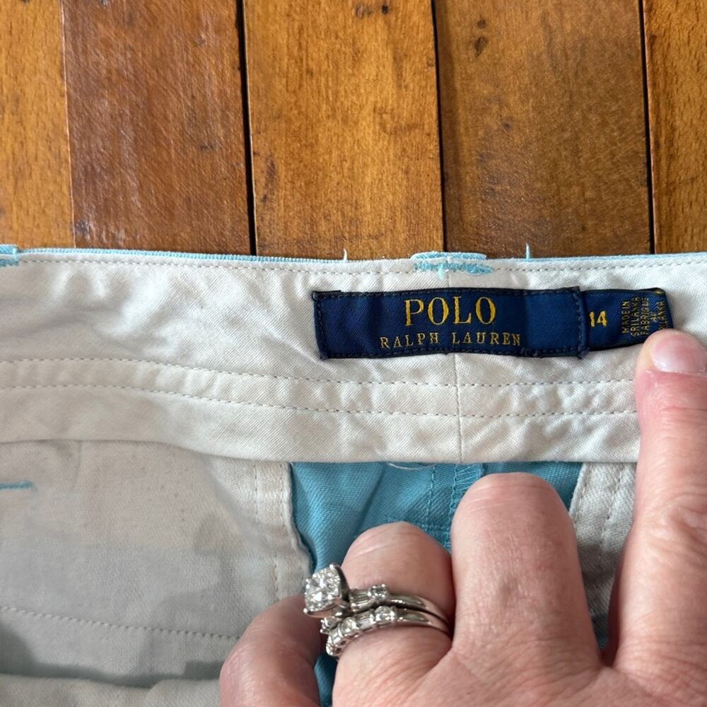 Polo Ralph Lauren Aqua Vintage Washed Chino Shorts 4.5" Size 14 - Picture 4 of 5